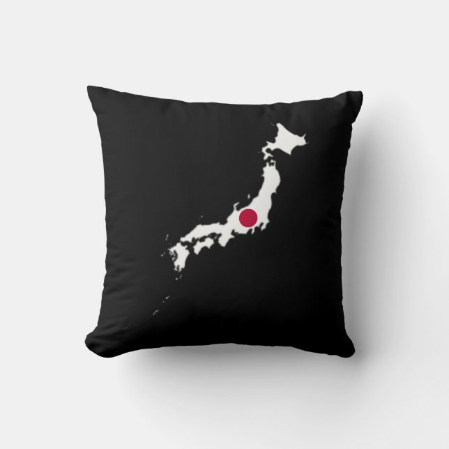 Japans flagga på kartan kudde (Framsida)