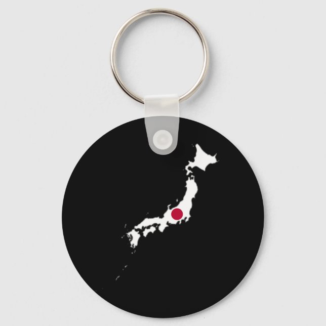 Japans flagga på kartan nyckelring (Framsida)