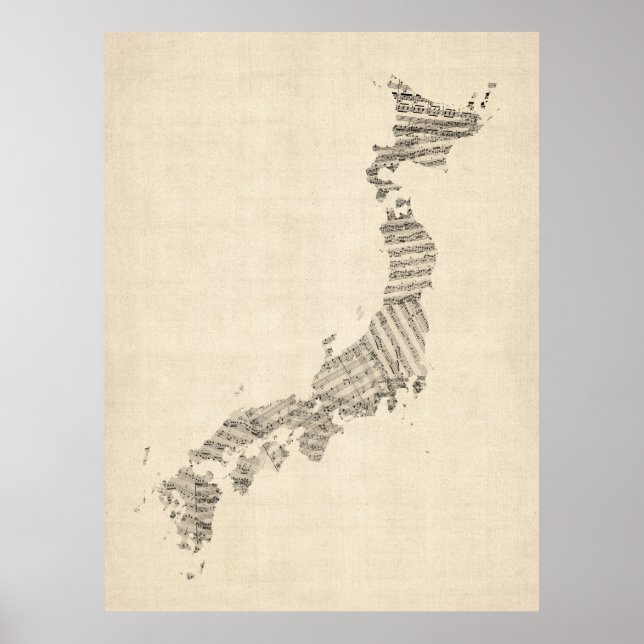 Japans gamla Lakan Music Karta Poster (Framsidan)