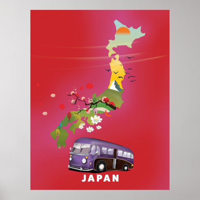 Japans illustrationsreseaffisch. poster (Framsidan)