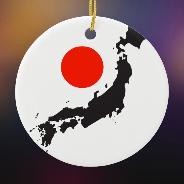 Japans karta-kontur och cirkel julgransprydnad keramik (Skapare uppladdad)