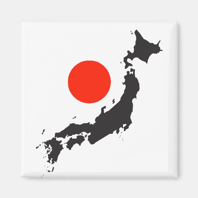 Japans karta-kontur och cirkel magnet (Framsidan)