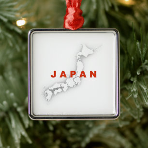 Japans kontur Karta Julgransprydnad Metall