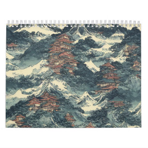 Japans oljemålning liggande kalender