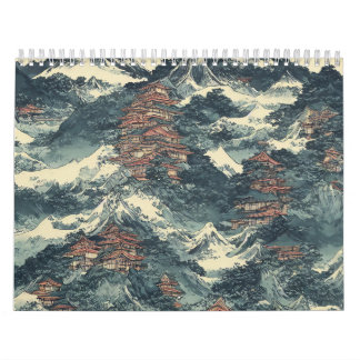 Japans oljemålning liggande kalender