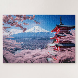 Japans, Sakuras och Fujis landskap Pussel