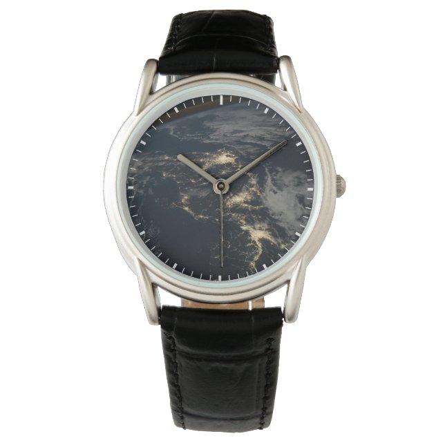 Japans stad Ljus på natten. Armbandsur (Framsida)