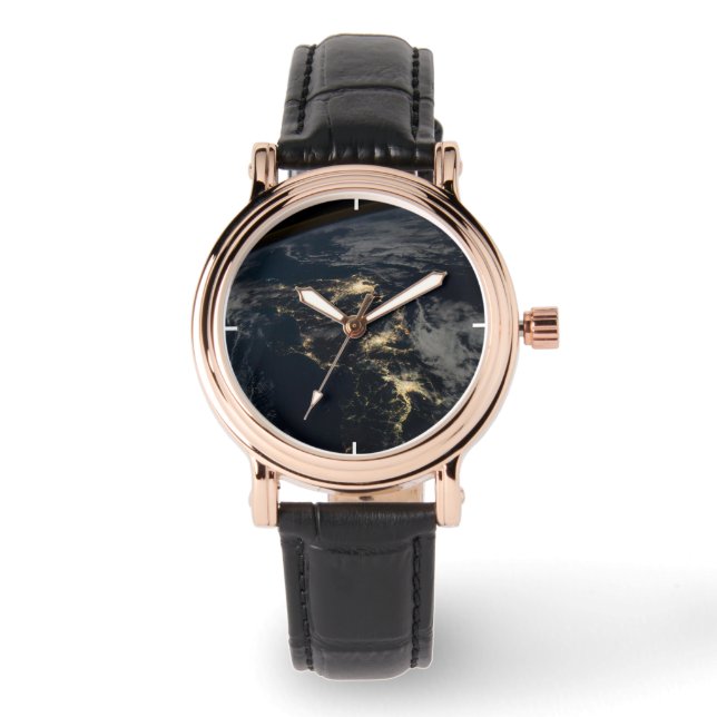 Japans stad Ljus på natten. Armbandsur (Framsida)