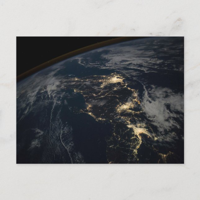 Japans stad Ljus på natten. Vykort (Framsida)