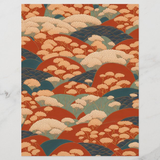 Japansk abstrakt kimonomönster scrapbookpapper (Framsida)