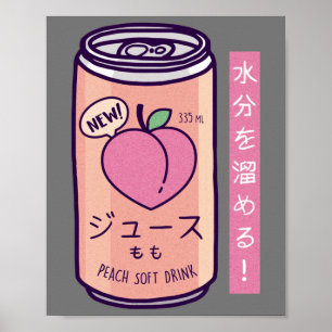 Japansk Aesthetic Peach Juice Drink Japan-Lov Poster