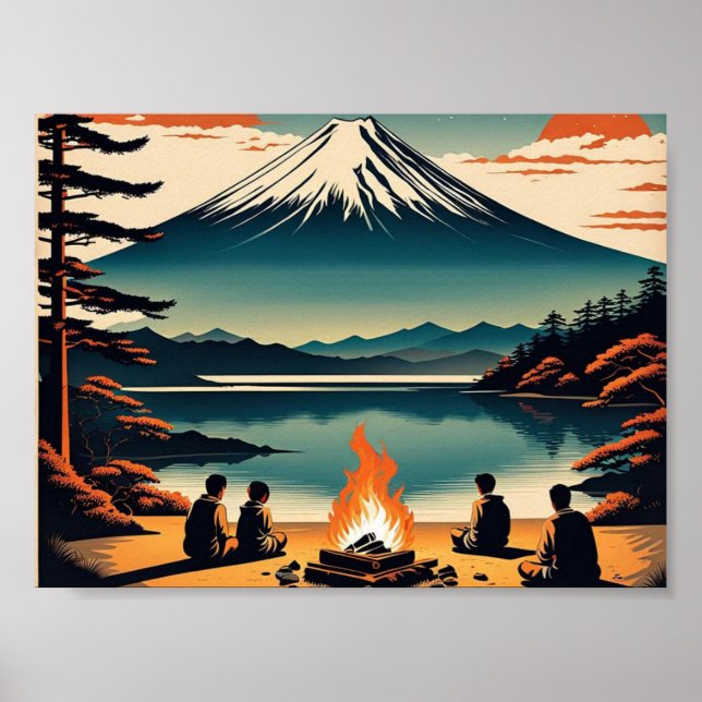 Japansk AI Mt Fuji Camping Poster (Framsidan)