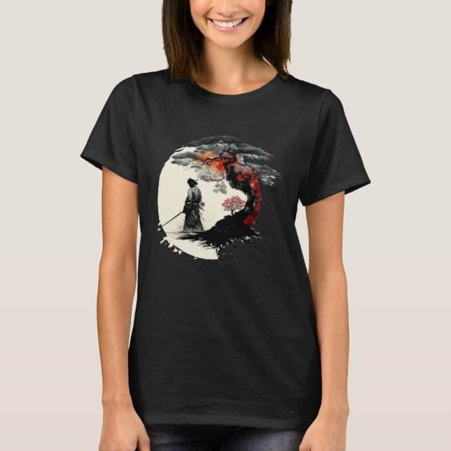 Japansk Aikido Livets träd Peace of Krig Samurai T Shirt (Framsida)