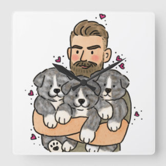 Japansk Akita Inu Brindle Fyrkantig Klocka