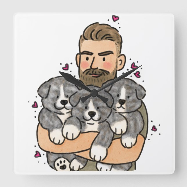 Japansk Akita Inu Brindle Fyrkantig Klocka (Framsida)