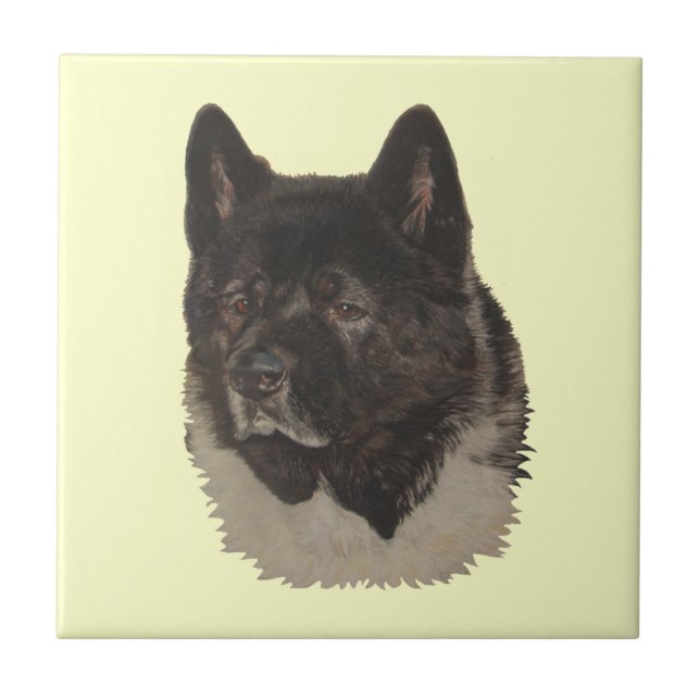 Japansk akita realist hund porträtt tile kakelplatta (Framsidan)