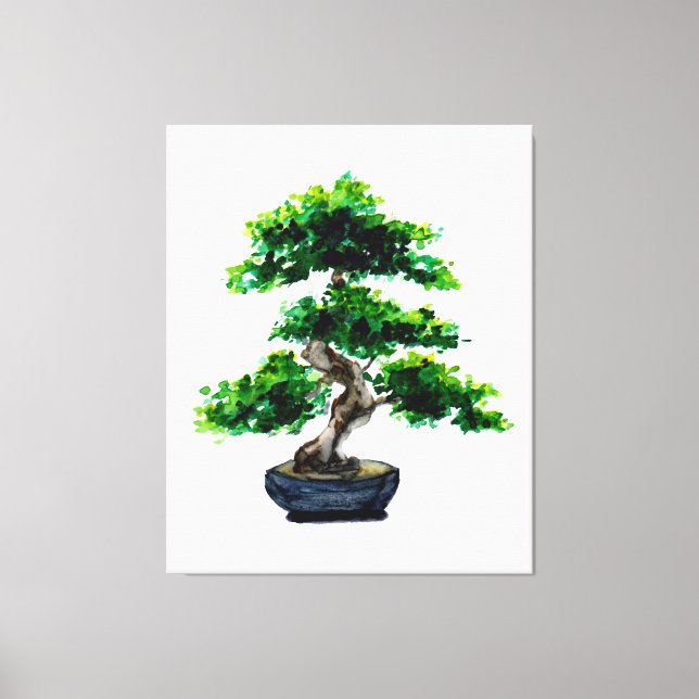 Japansk akvarell Bonsai Canvastryck (Framsida)