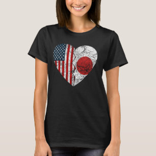 Japansk amerikansk Flaggor Heart United Stater Jap T Shirt