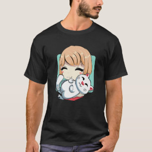 Japansk Anime Girl Cat Kitten Animation Cosplay P T Shirt