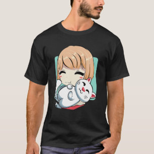 Japansk Anime Girl Cat Kitten Animation Cosplay P T Shirt