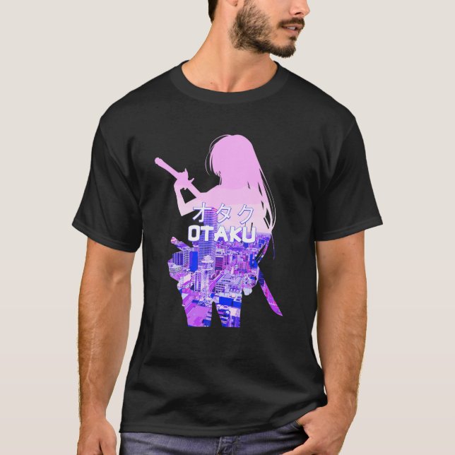 Japansk Anime Girl City Landcape Japan Tok T Shirt (Framsida)