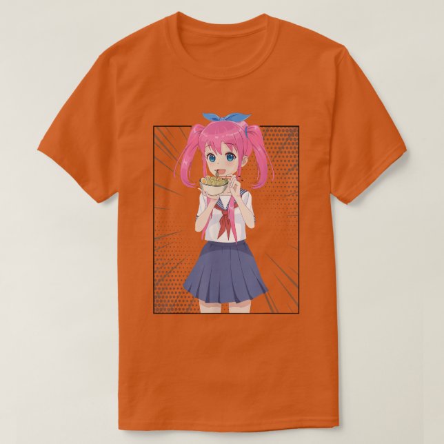 Japansk Anime Girl Eating Ramen Noodle Women Manar T Shirt (Design framsida)
