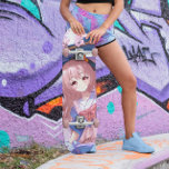 Japansk Anime Girl Mini Skateboard Bräda 18,5 Cm<br><div class="desc">Den här gigantiska japanska skateboard har en söt,  animerad mangaflicka med dammigt rosa hår i en lila och dammig klänning i ro. Bilden är en AI-skapelse. Ögon målades av en mangaartist. Kolla in mer söta skateboard för flickor i den här butiken.</div>