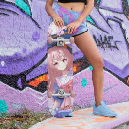 Japansk Anime Girl Mini Skateboard Bräda 18,5 Cm