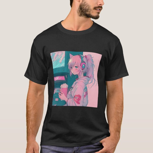 Japansk Anime Girl T Shirt (Framsida)