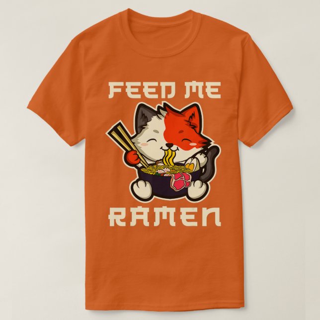 Japansk Anime Kawaii Ramen Noodles Cat T Shirt (Design framsida)