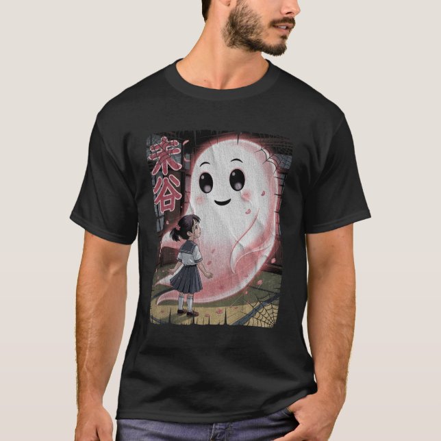 Japansk Anime Rosa Cute Ghost Girl Spirit Friend T Shirt (Framsida)