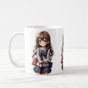 Japansk Anime School Girl Kaffemugg
