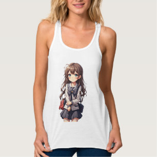 Japansk Anime School Girl Linne Med Racerback