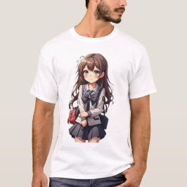Japansk Anime School Girl T Shirt