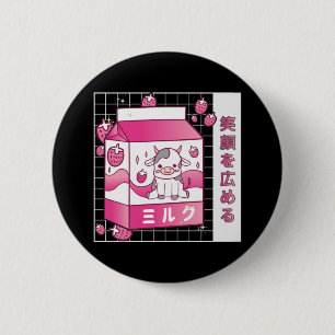 Japansk animerad jordgubbe Mjölk Carton Cute Cow Knapp