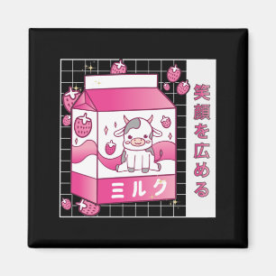 Japansk animerad jordgubbe Mjölk Carton Cute Cow Magnet