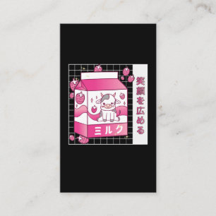 Japansk animerad jordgubbe Mjölk Carton Cute Cow Visitkort