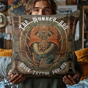 Japansk apa Dragon TattoArt, Tattoo Parlor Kudde