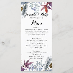Japansk aple-Blommigt Watercolor Bröllop Menu Meny
