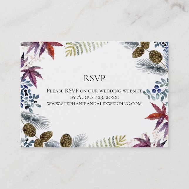 Japansk aple Blommigt Watercolor Bröllop Visitkort (Framsida)