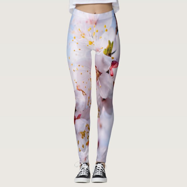 Japansk Apricot-Blommar Leggings (Framsida)