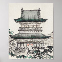 Japansk arkitektur av Kōno Bairei Poster