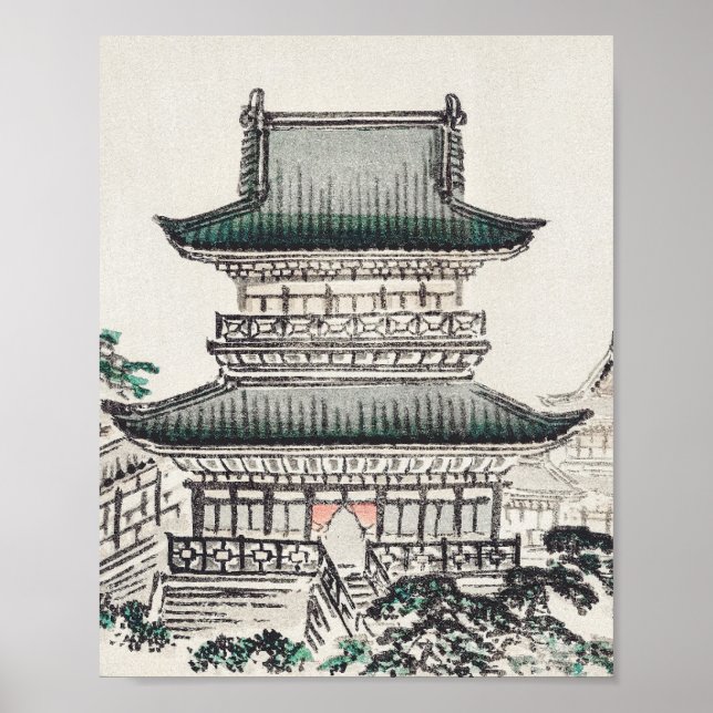 Japansk arkitektur av Kōno Bairei Poster (Framsidan)