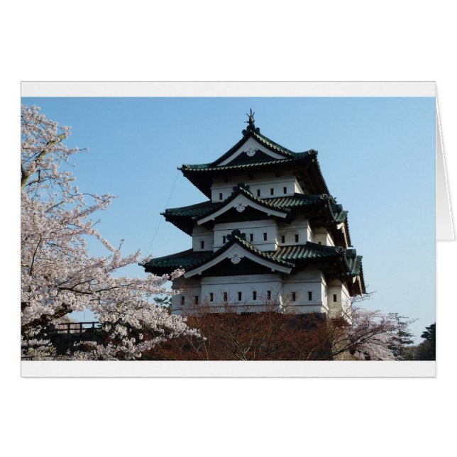 Japansk arkitektur i Castle Byggnad Hälsningskort (Framsidan Horizontal)