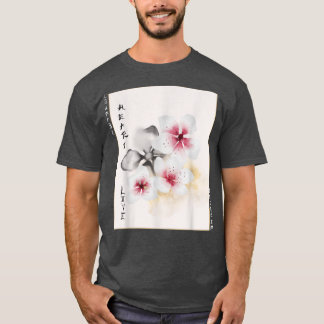 Japansk Art Blommigt Ro Cherry Blommar Woodblock T Shirt