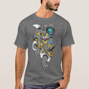 Japansk Art Cat Samurai Opera Mask (2) T Shirt