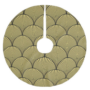 Japansk Art Deco: Black Guld Design Julgransmatta Borstad Polyester