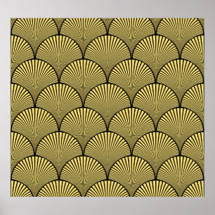 Japansk Art Deco: Black Guld Design Poster