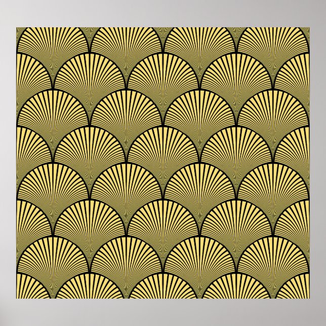 Japansk Art Deco: Black Guld Design Poster (Framsidan)