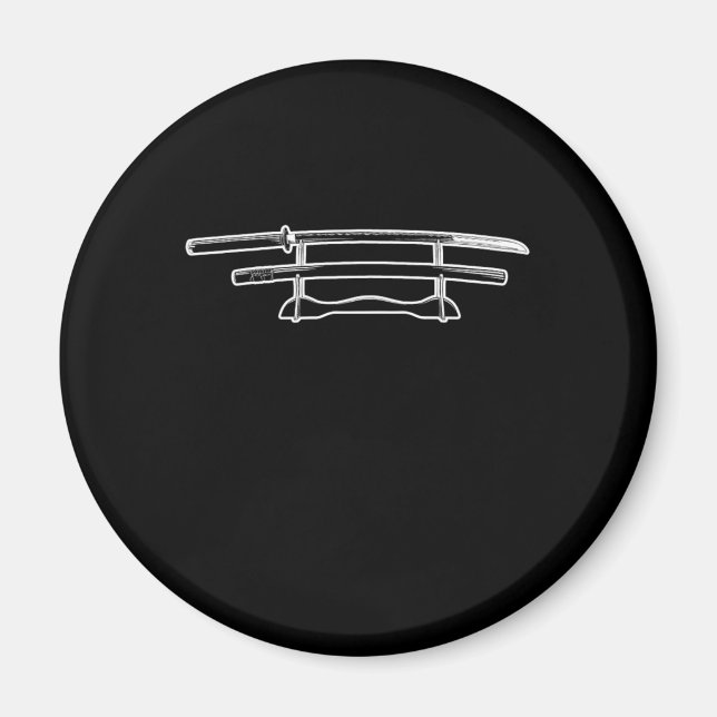 Japansk Art Katana Sword Japan Warrior Samurai Gi Magnet (Framsidan)